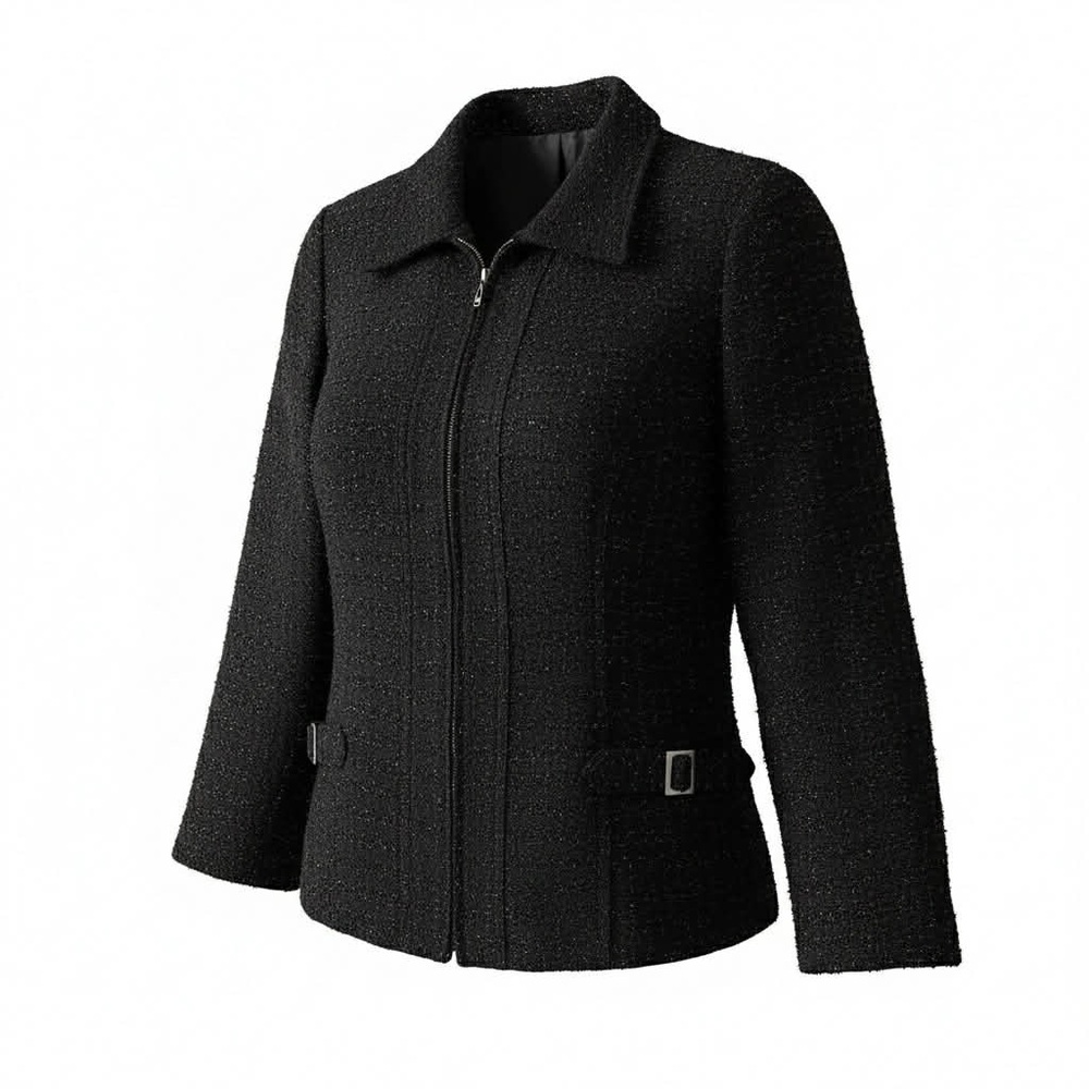 Christopher & Banks Black Sparkly Tweed Zip-Front Jacket - Fully Lined - Picture 2 of 9